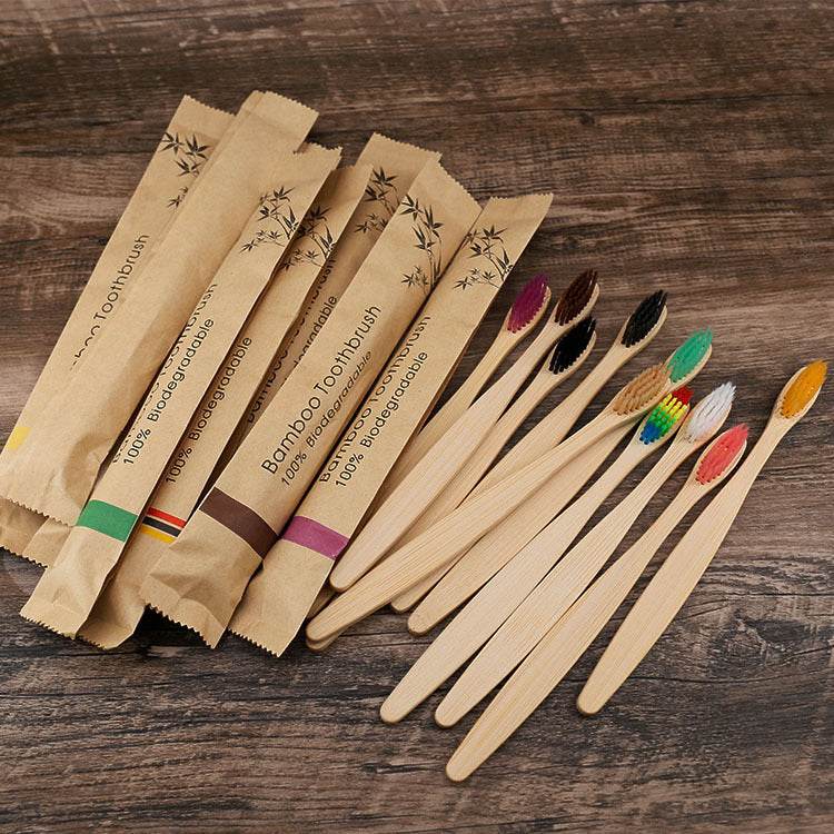 Flat Bamboo Toothbrush Kraft Paper Bag Toothbrush - EX-STOCK Canada