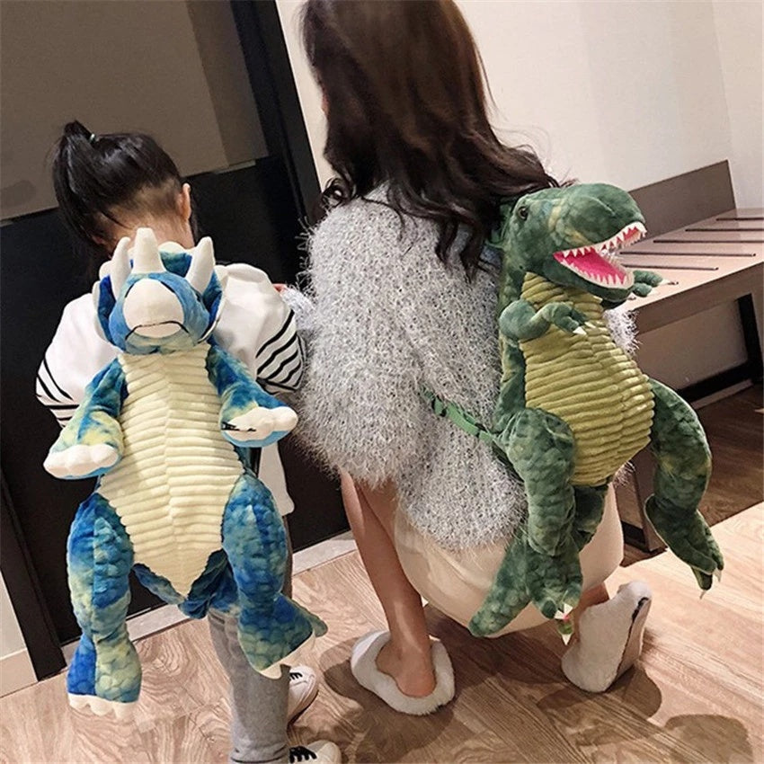 Creative 3D Dinosaur Backpack for Children Cartoon Animal Plush Dinosaurs Bag Cute Funny Parent-child Bags for Girl Boys EX-STOCK