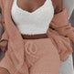 Winter Sexy Women Home Wear Suit Casual Pajamas Set Lady Female Soft Warm Long Sleeve Exposed Navel Vest Shorts Set - EX-STOCK Canada