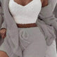 Winter Sexy Women Home Wear Suit Casual Pajamas Set Lady Female Soft Warm Long Sleeve Exposed Navel Vest Shorts Set - EX-STOCK Canada