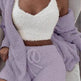 Winter Sexy Women Home Wear Suit Casual Pajamas Set Lady Female Soft Warm Long Sleeve Exposed Navel Vest Shorts Set - EX-STOCK Canada