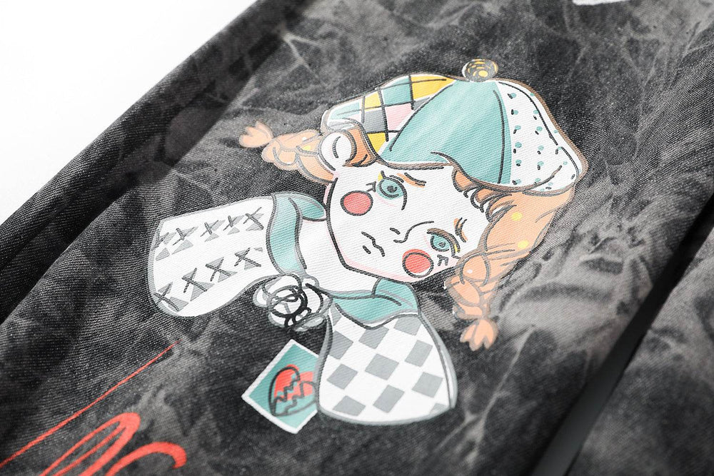 Streetwear Men Loose Denim Pants Graffiti Print Black Vintage Denim Pants Harajuku Joggers Trousers Cotton Jeans - EX-STOCK Canada