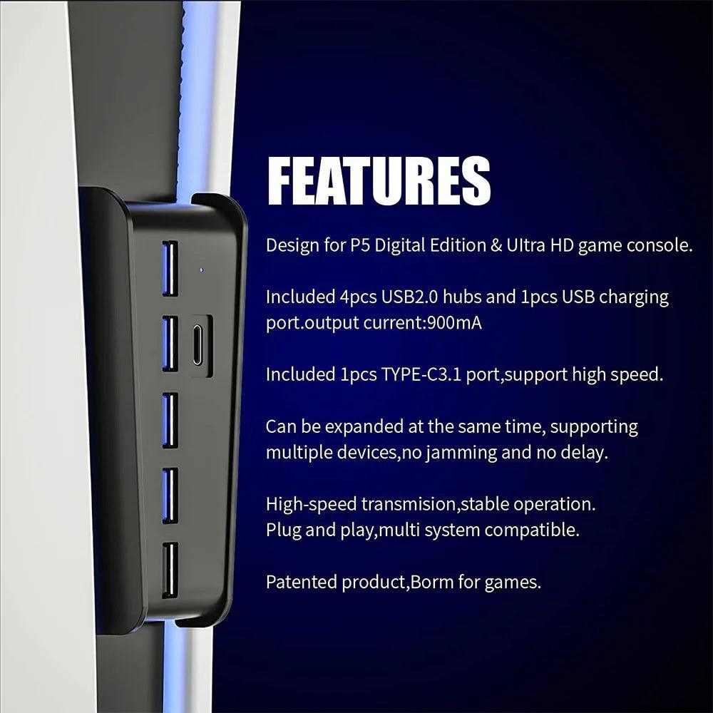 Convertisseur de Hub Hôte Ps5 Hub USB P5 Multifonction Transmission Haute Vitesse Ps5EX-STOCK Canada