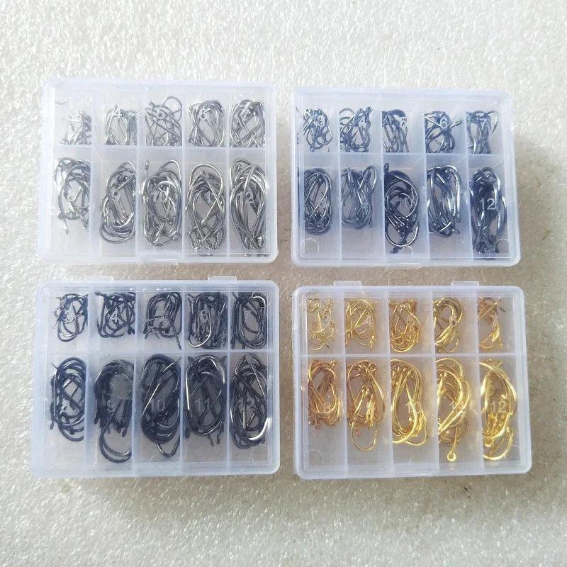 Amo da Pesca Confezionato 100 Pezzi Di Tubo Con Amo Ise Ni 3-12 Con Ardiglione, Piccoli Accessori Forati Oro E NeroEX-STOCK Canada