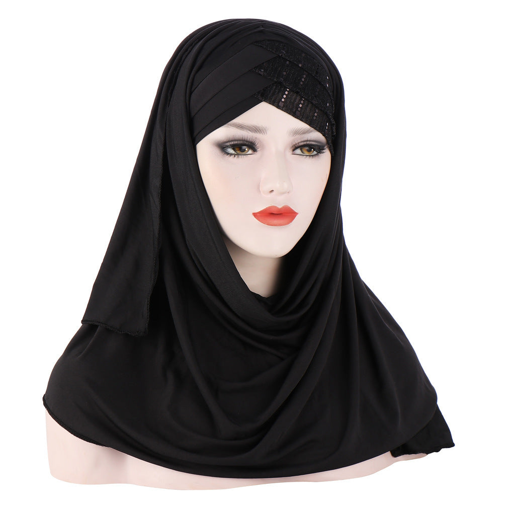 Sciarpa Glitterata per Donna, Fascia Islamica, Turbante, Glitter, Colore Unite, Jersey, Hijab - EX-STOCK Canada