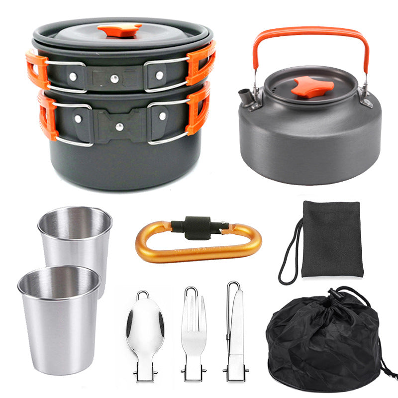 Aluminum camping cookware set – product view 1