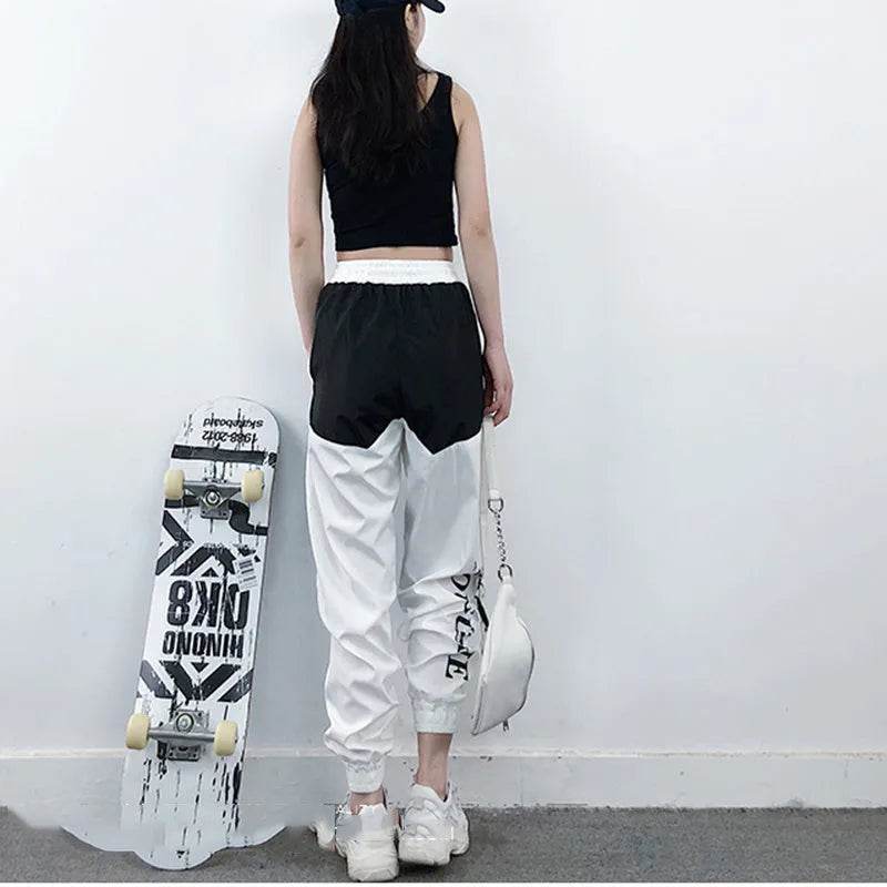 High Waist Letter Spliced Cargo Pants Women Loose Harajuku - EX-STOCK Canada