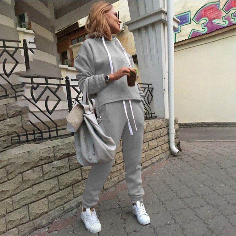 2pcs unisex Drawstring Hoodie Sport suit Athleisure wear - EX-STOCK Canada