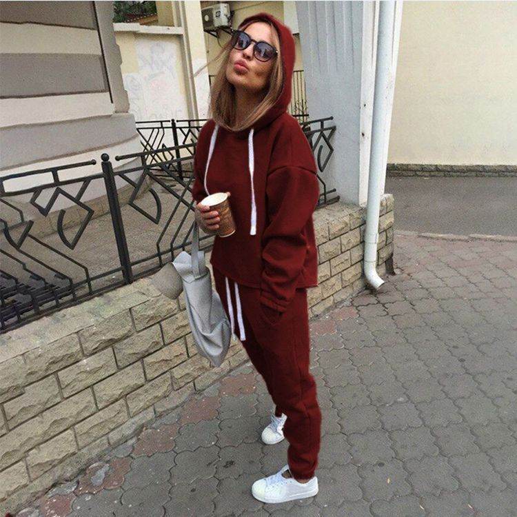 2pcs unisex Drawstring Hoodie Sport suit Athleisure wear - EX-STOCK Canada