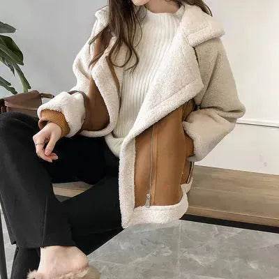 Suede Lamb fleece Velvet Winter Cardigan Jacket for women - EX-STOCK Canada