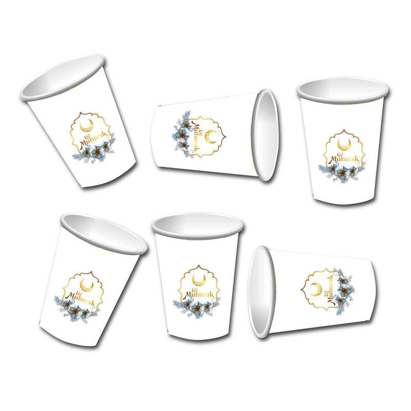 Eid Mubarak Festival Paper Cup Paper Plate Sticker Surrounding Party Supplies - EX-STOCK Canada