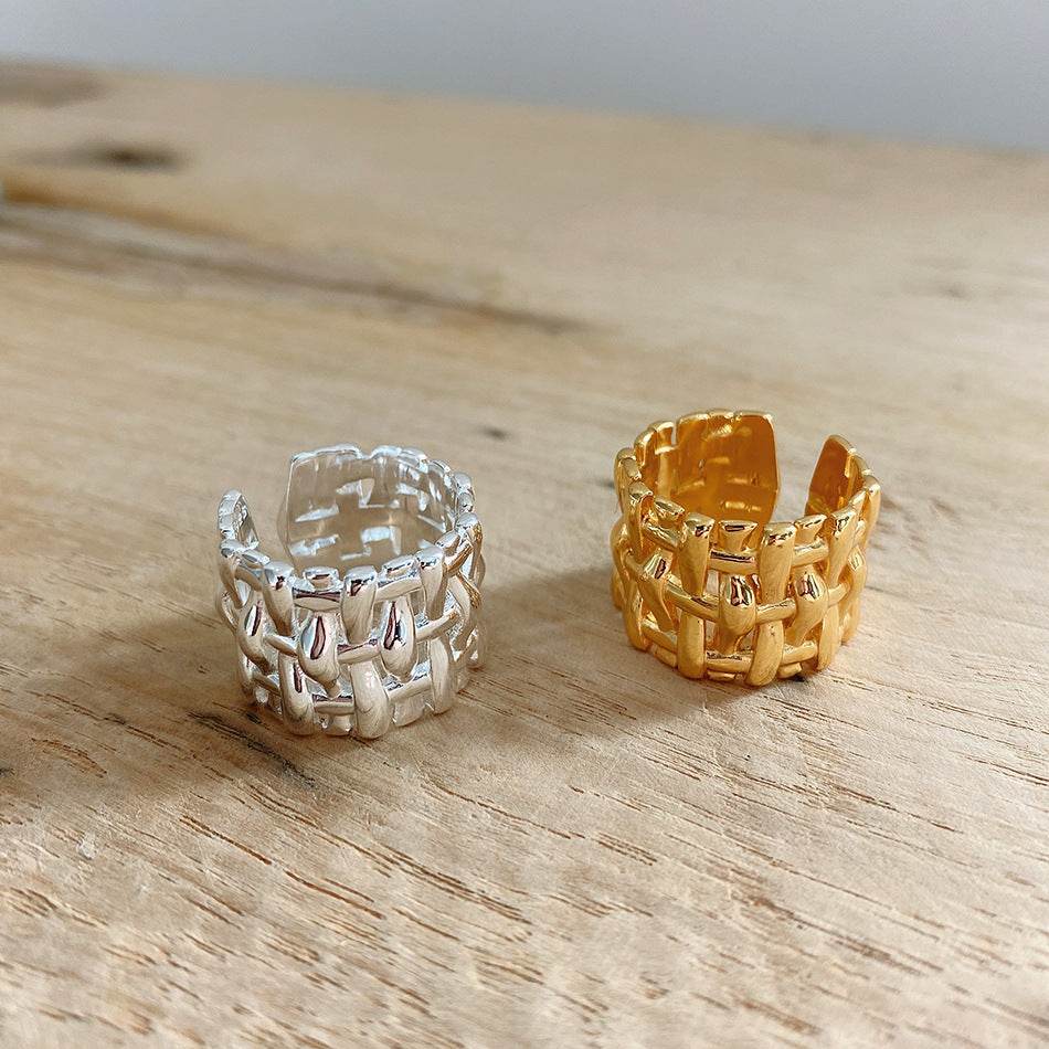 Woven Ring Women European And American Hollow Cross Wide Version Live Simple Ring - EX-STOCK Canada