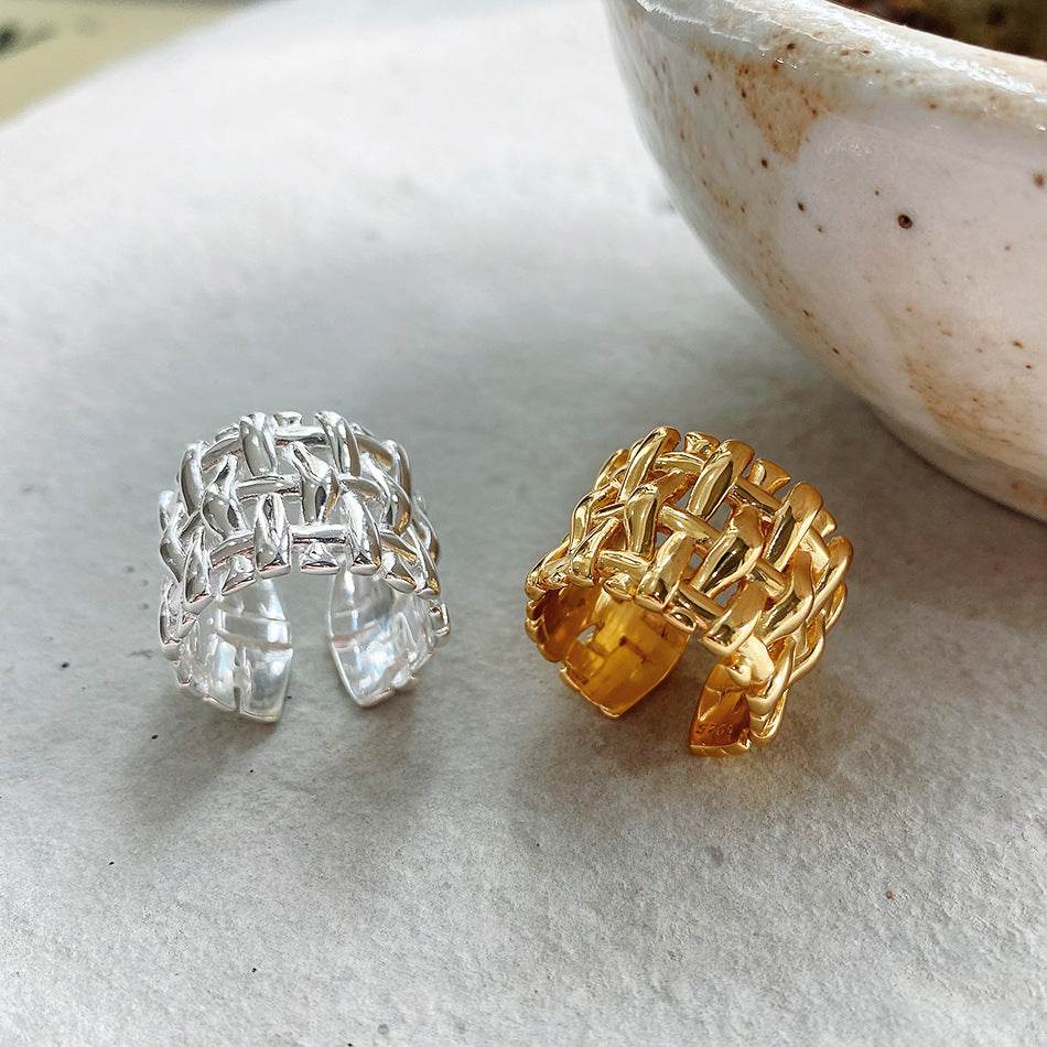 Woven Ring Women European And American Hollow Cross Wide Version Live Simple Ring - EX-STOCK Canada