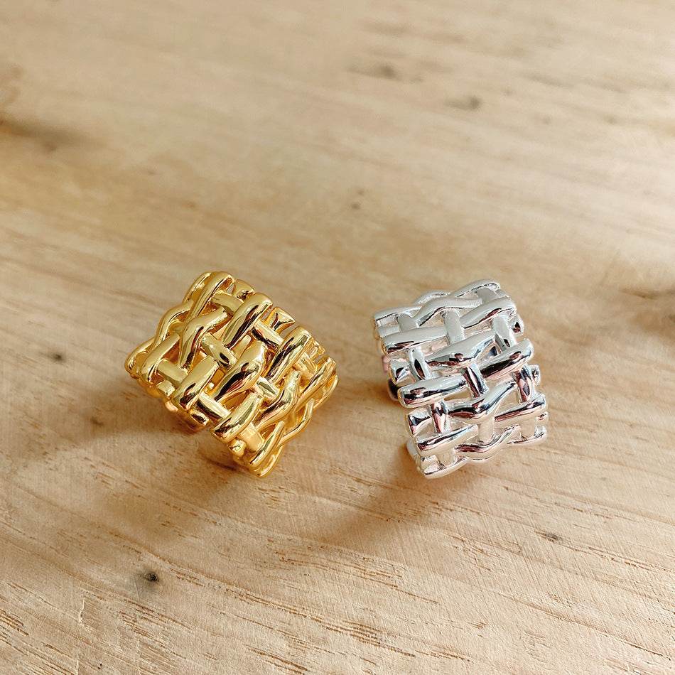 Woven Ring Women European And American Hollow Cross Wide Version Live Simple Ring - EX-STOCK Canada