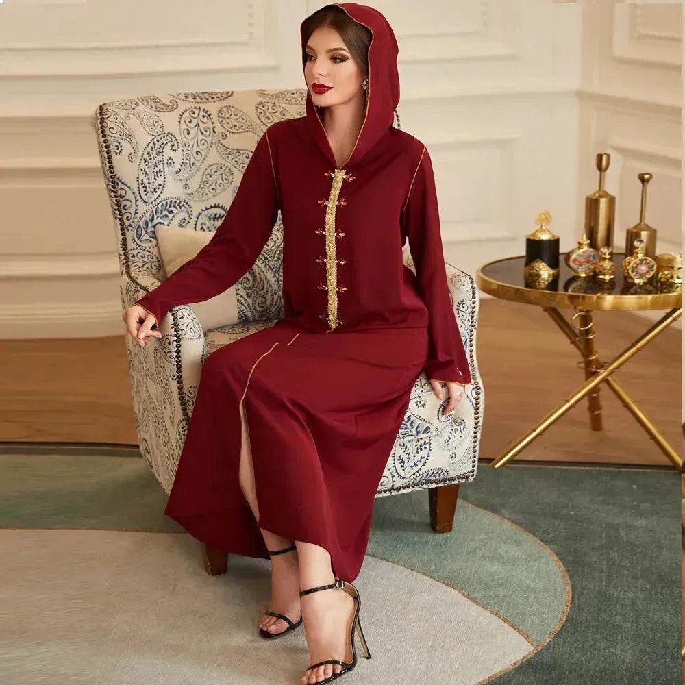 Hand-sewn Diamond Hooded Robe Middle East Dubai Turkey Kurtas and Kurtis - EX-STOCK Canada