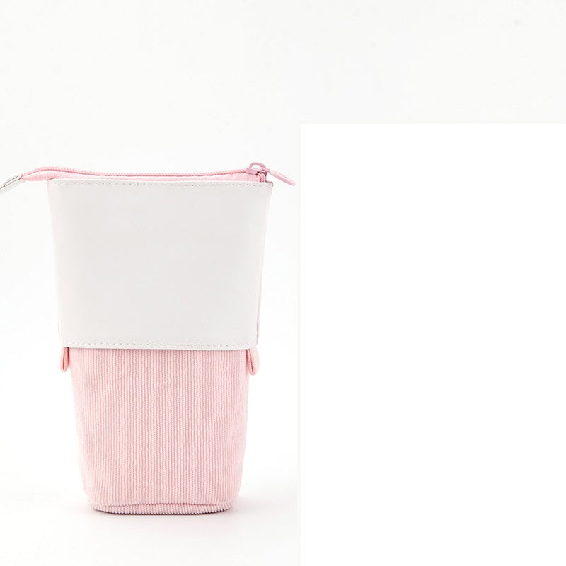 Two-toned pouch with white top and pink bottom on a white background