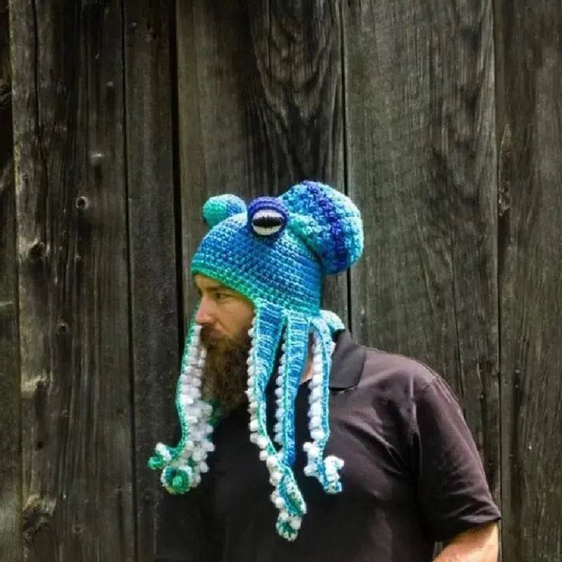 Handmade Knitted Crotchet Octopus Headgear for Men and Women - EX-STOCK Canada