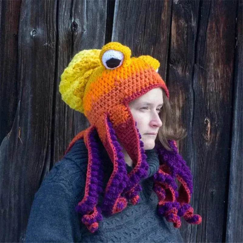 Handmade Knitted Crotchet Octopus Headgear for Men and Women - EX-STOCK Canada