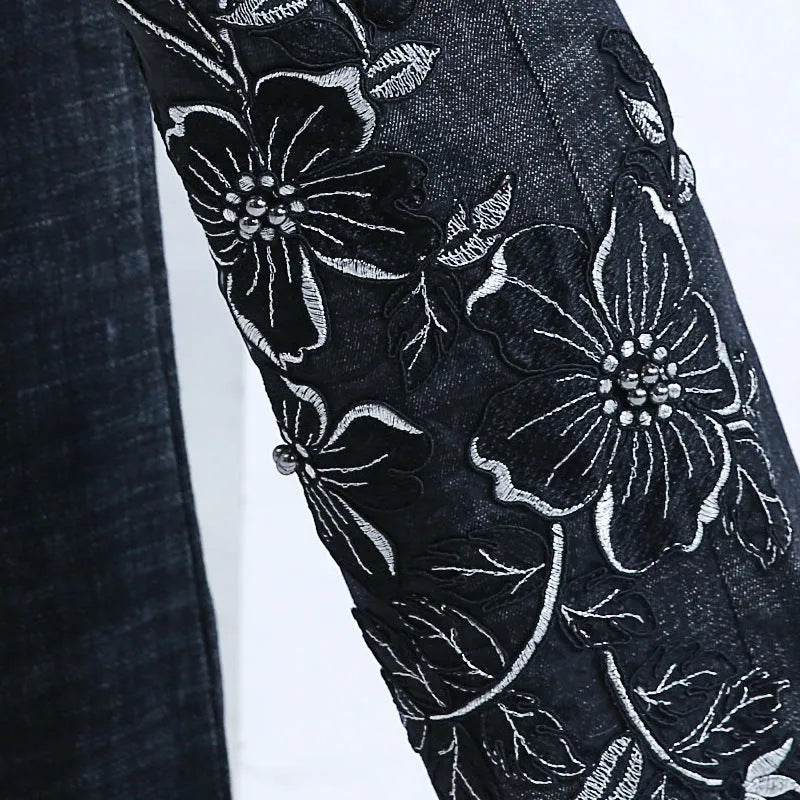 Women's Embroidered Bootcut High Waist Slim Fit Flared Jeans Trouser pant - EX-STOCK Canada