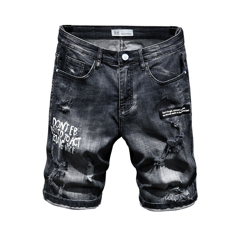 Summer Fashion Brand Worn Out Denim Shorts Youth Handsome 5-point Denim Small Straight Breeches Men"s Denim Pants Jeans - EX-STOCK CANADA