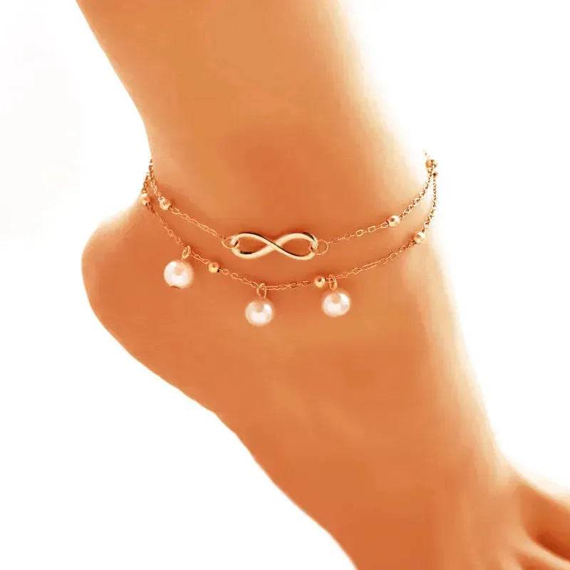 Women Gold and Silver Drop Chain Anklet - EX-STOCK Canada