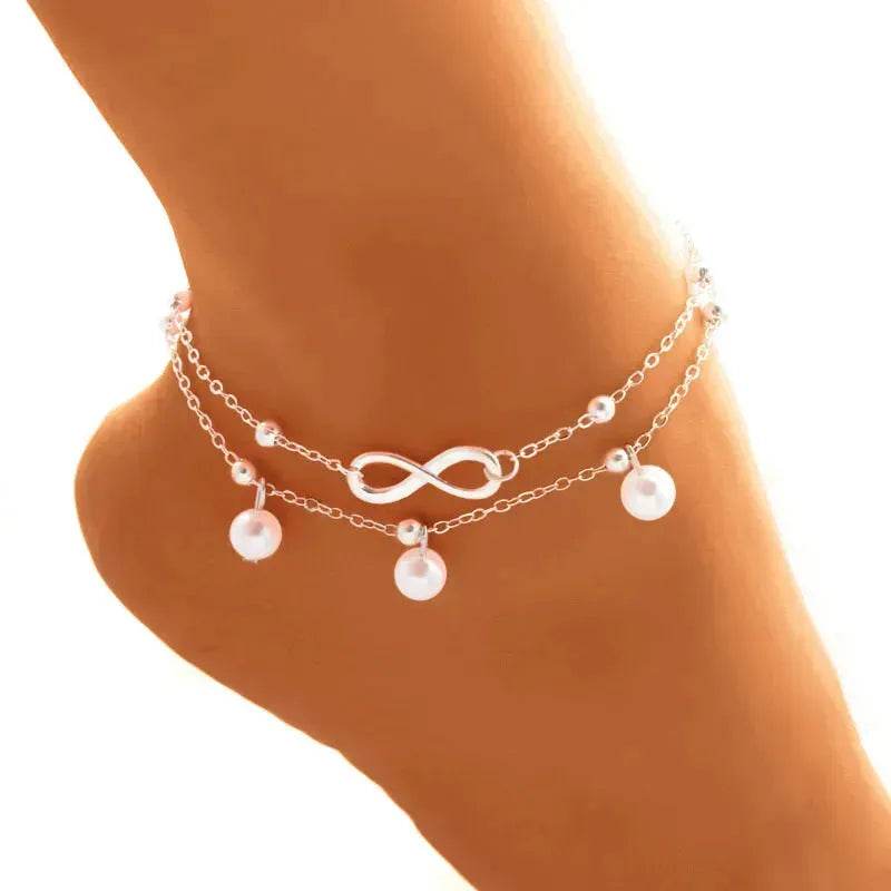 Women Gold and Silver Drop Chain Anklet - EX-STOCK Canada