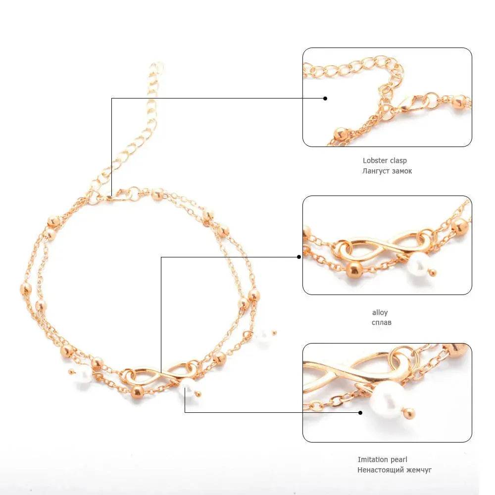 Women Gold and Silver Drop Chain Anklet - EX-STOCK Canada