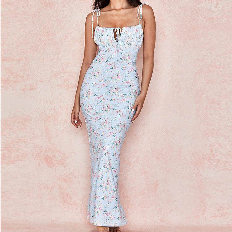 Summer Floral Print Dress Women Sexy Party Long Dresses Puff Short Sleeve - EX-STOCK Canada