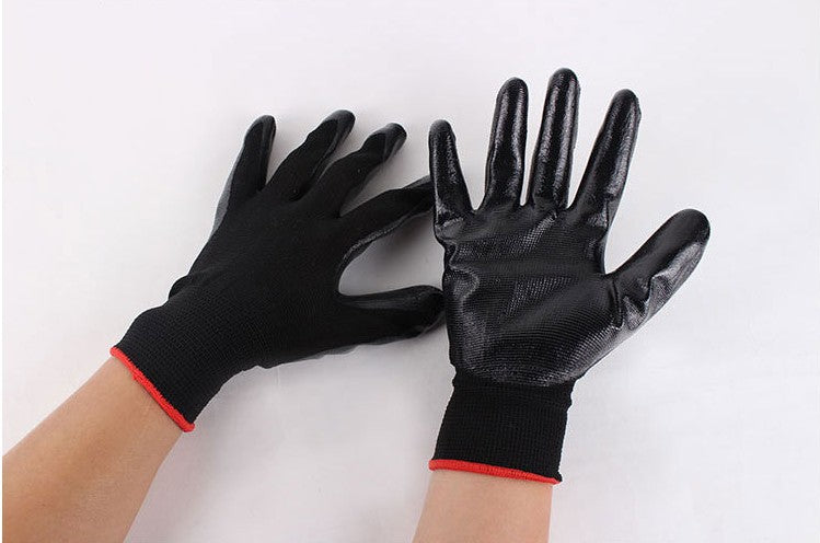 Gants en latex résistants à l'usure imprégnés de nitrile