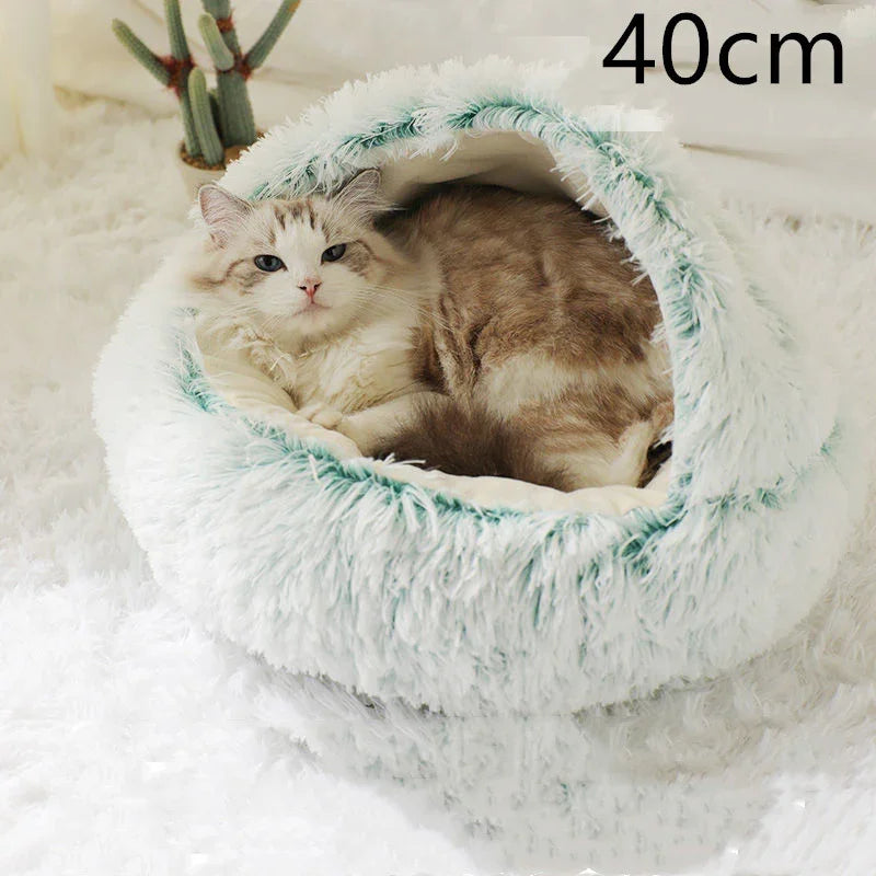 Cama para Perros y Gatos 2 en 1 Cama de Invierno para Mascotas Redonda de Felpa Cálida Suave Cama de Felpa Larga para Mascotas Productos para MascotasEX-STOCK Canada