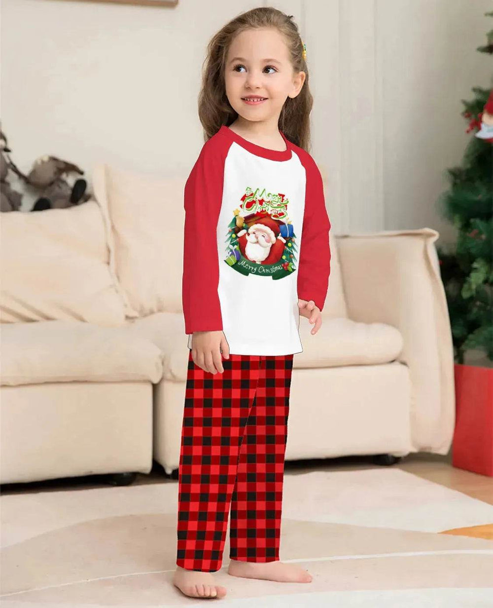 Christmas Parent-Child Clothes Set Long Sleeve T-Shirt Plaid Pants Family Matching Pajamas - EX-STOCK Canada