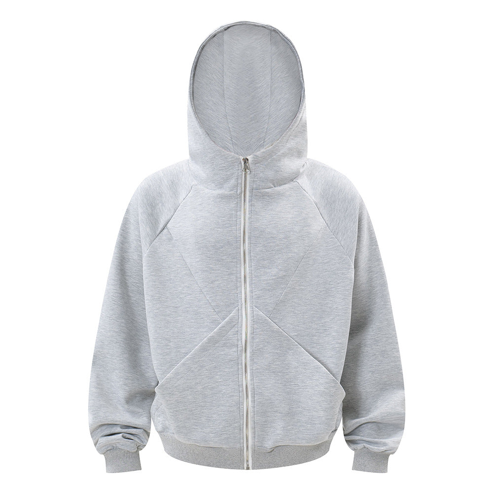 Men's Split Splicing Zip-Up Cardigan Hoodie – Street Fashion Sweatshirt