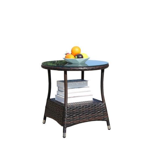 Muebles de Patio al Aire Libre 1 Mesa de Café Redonda con Vidrio Templado TransparenteEX-STOCK Canada