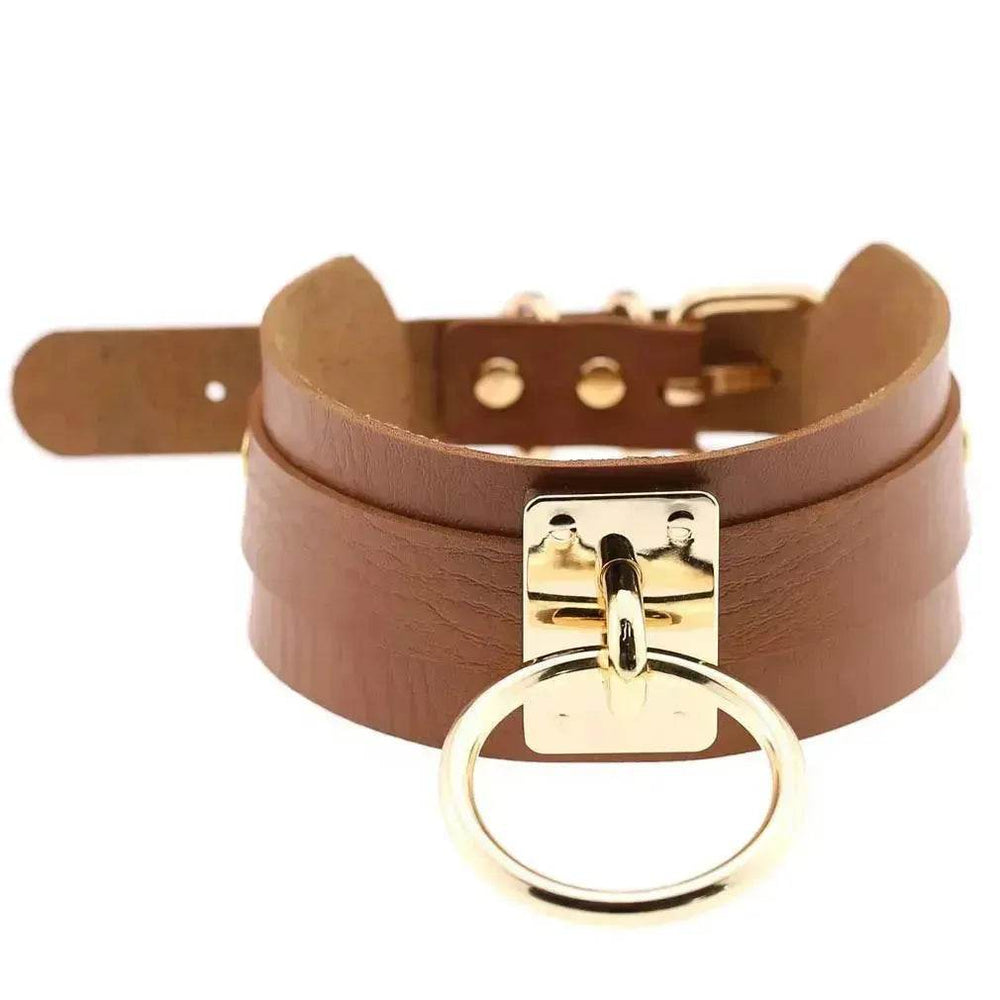 Gothic Punk Wide PU Leather O Ring BDSM Collar Choker Necklace Women Bondage Collar - EX-STOCK Canada