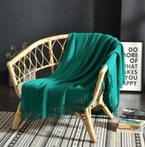 Piccola coperta lavorata a maglia con frange Coperta per pisolino Coperta per divanoEX-STOCK Canada