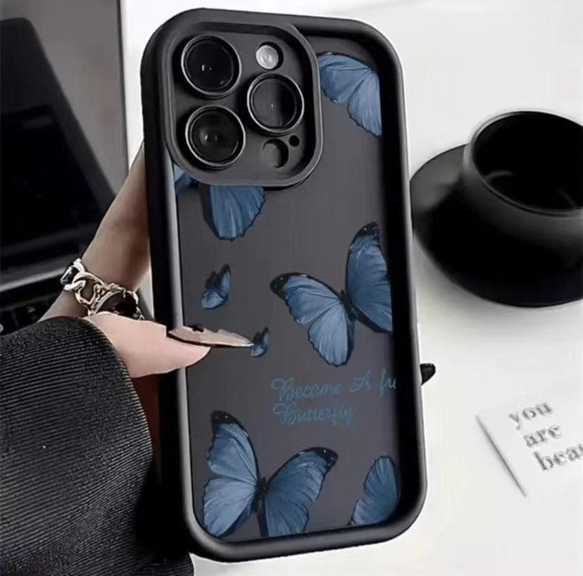Custodia per telefono resistente alle cadute con bordatura stampata a farfalla bluEX-STOCK Canada