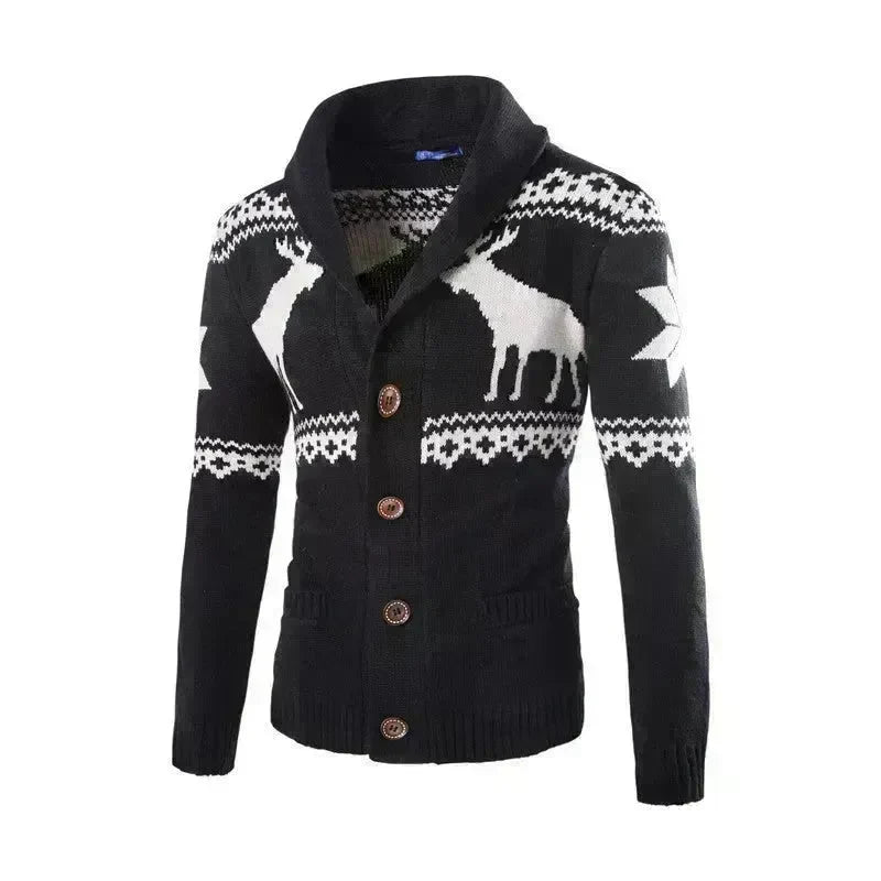 Men's fawn Deer Button Christmas cardigan sweater - EX-STOCK CANADA