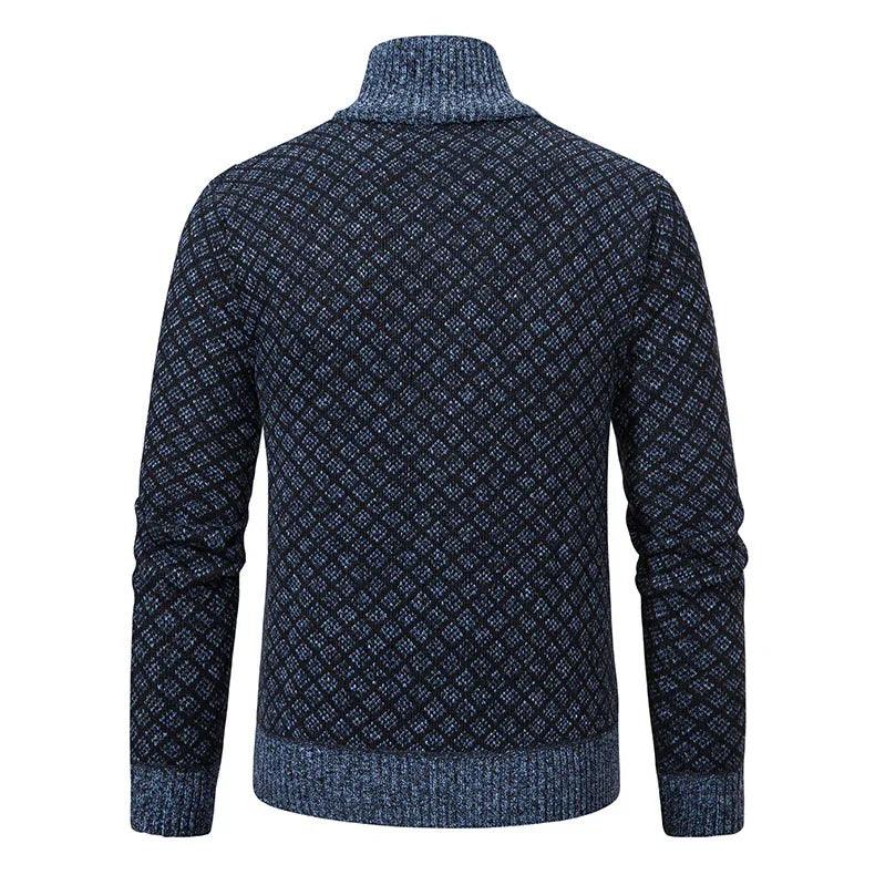 Giacca Cardigan con Stampa a Quadri Spessa, Moda, Vestibilità Slim, Maglione con Cerniera e Collo alla Coreana, Maglione Invernale da Uomo, Top Casual a Manica Lunga, Tessuto Lavorato a MagliaEX-STOCK Canada