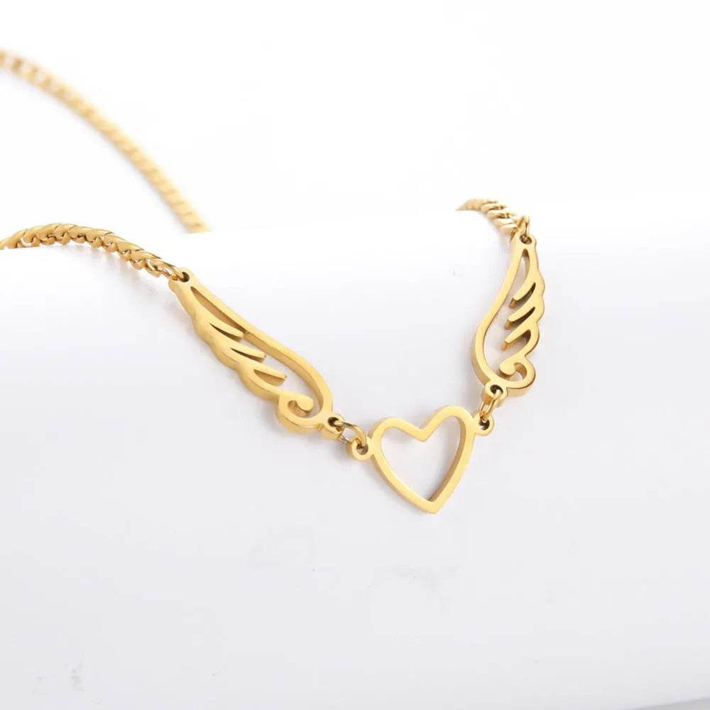 Hollow Heart Angel Wing Necklace - EX-STOCK Canada