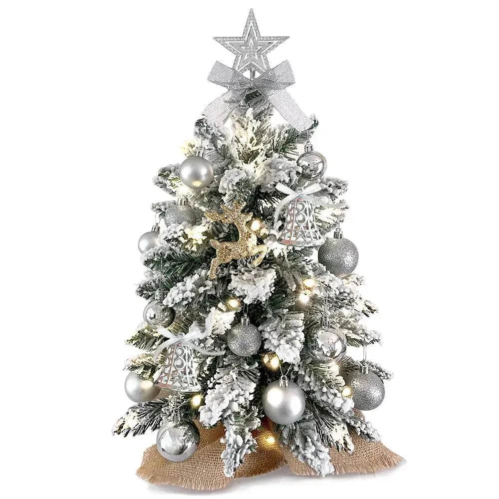 2ft Mini Christmas Tree Decoration With Flocked Snowflakes, Xmas Ornaments For Table Top For Home & Office - EX-STOCK Canada