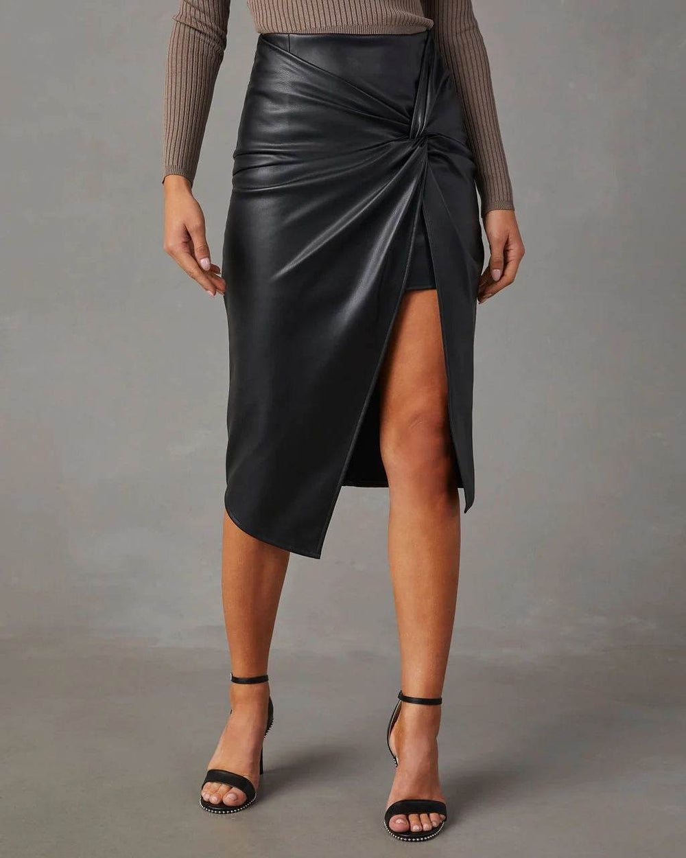 Women's Split Mid-length Hot Girl Hip Leather Wrap Skirt - EX-STOCK Canada