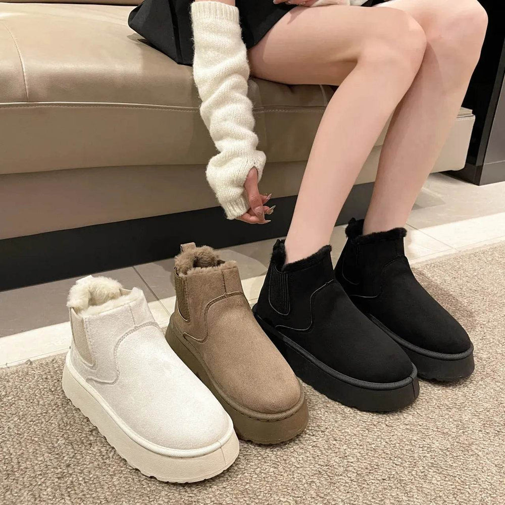 Women's Plush Boots Winter Warm Fleece Thick Flats Snow Boots Fashion Shoes - EX-STOCK Canada