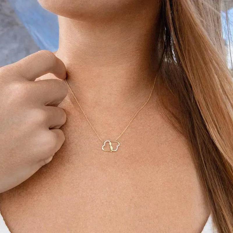 Fashion Double Heart Love Necklace With Rhinestones Inlaid Zircon Mother Valentine's Day Gift - EX-STOCK Canada