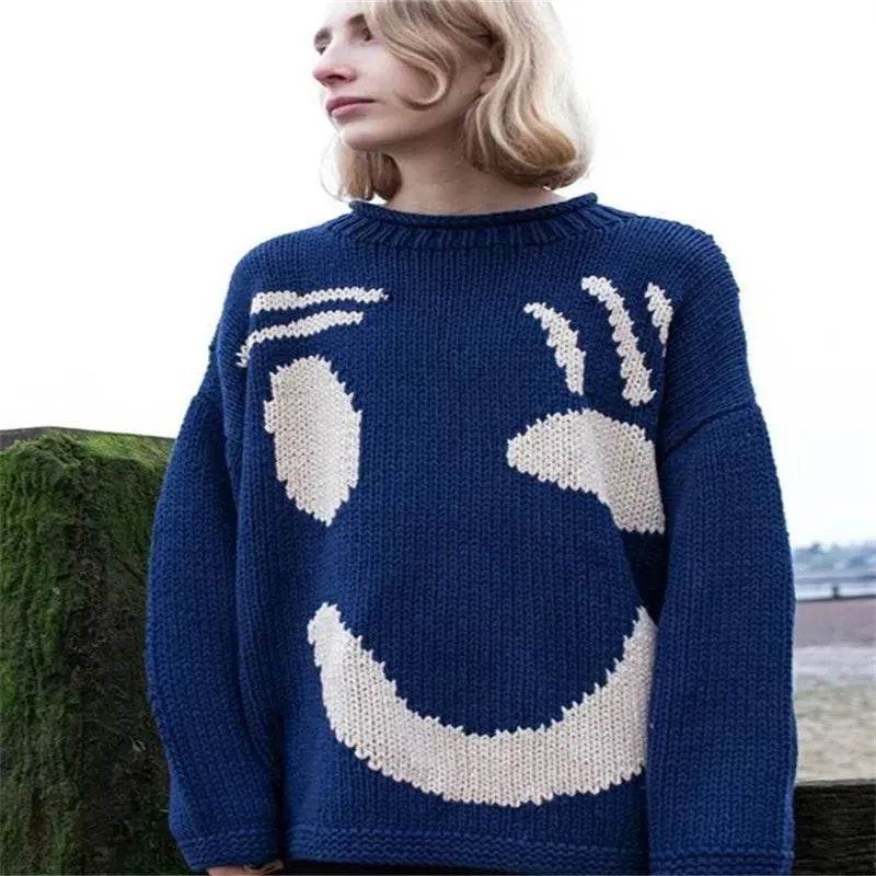 Ugly Christmas Knitted Sweater Women's Long-sleeved Round Neck Yarn-dyed Printed Top Women's - EX-STOCK Canada