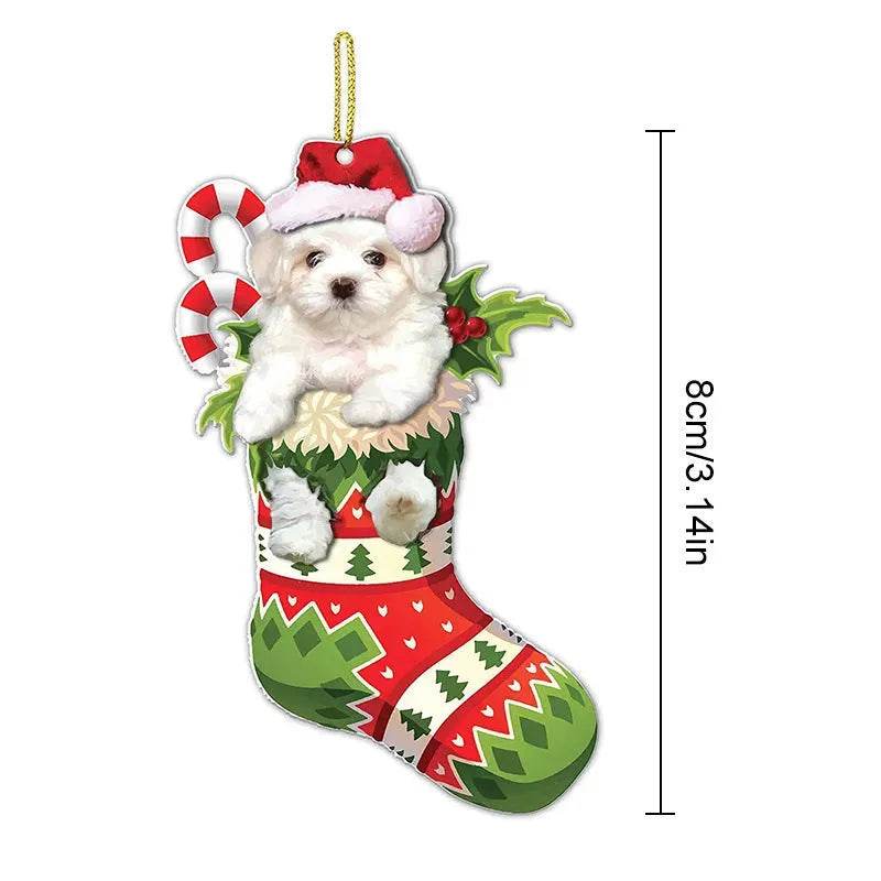 Christmas Stockings Christmas Tree Decorative Socks Dog Pendant Creative Cute - EX-STOCK Canada