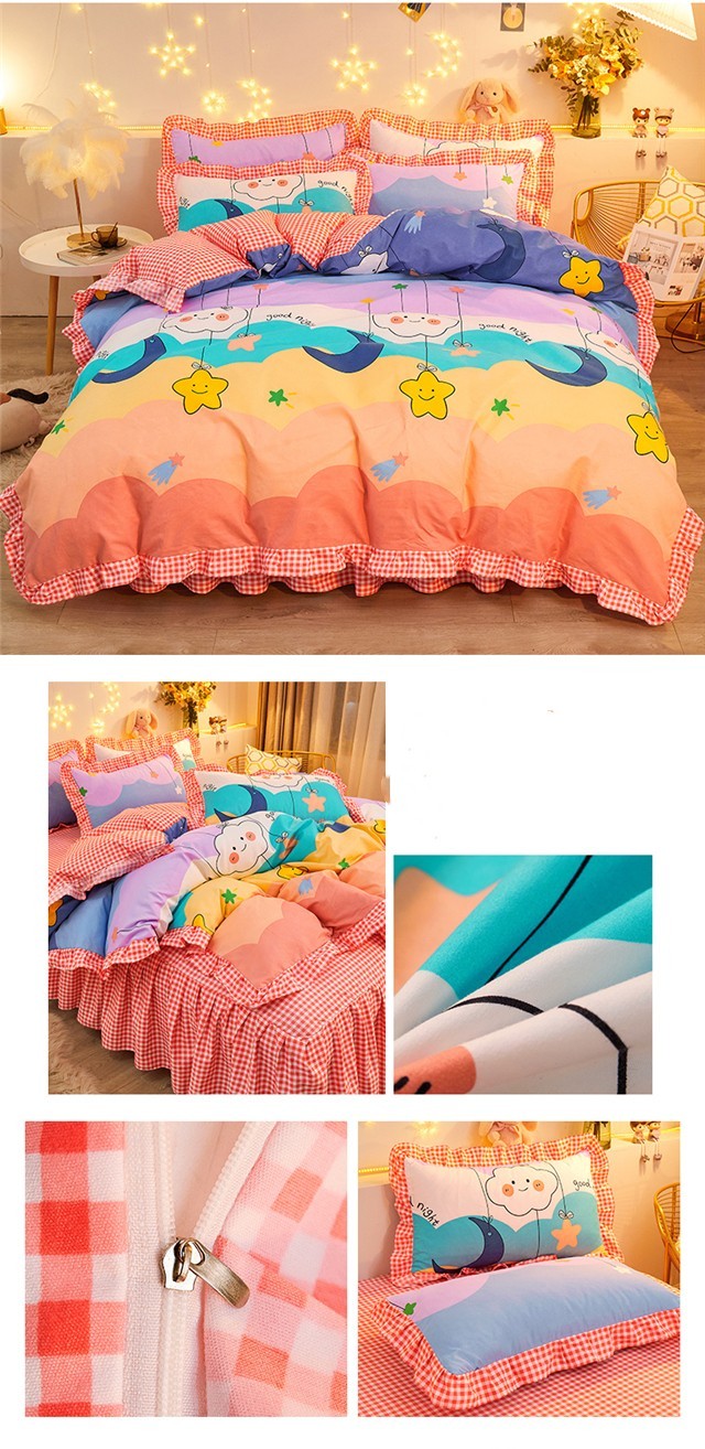 Cotton Floral Duvet Cover Bed Sheet Bed Skirt Three Or Four Piece Suit EX-STOCK Canada