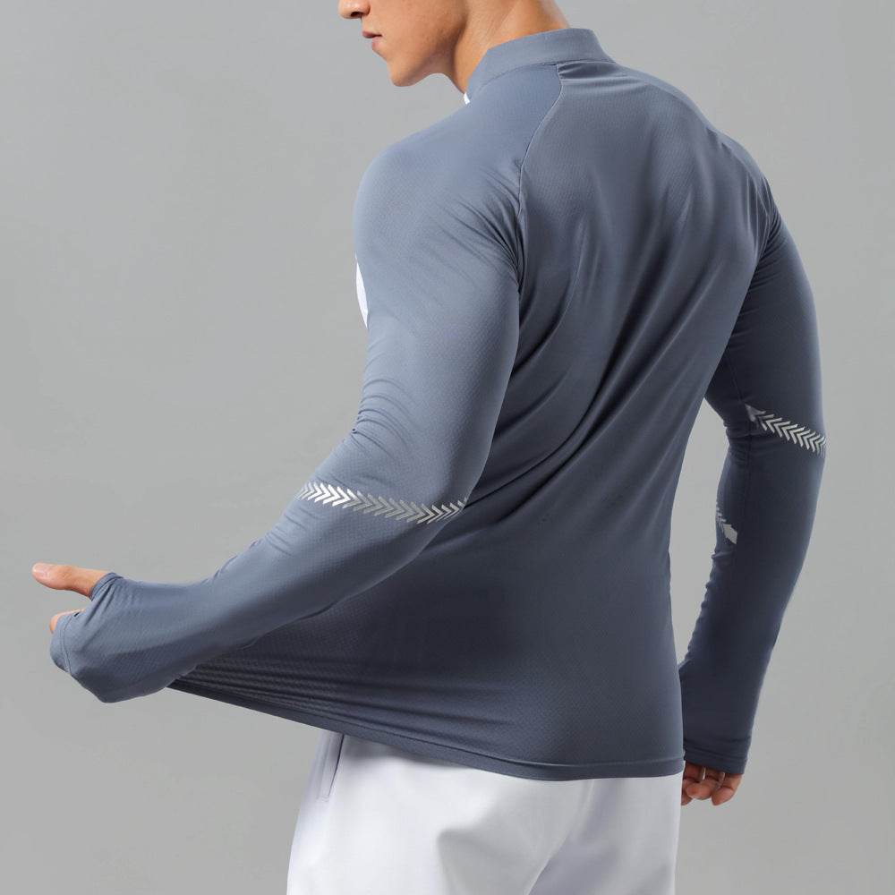 Mock Neck Half Zip Workout top for Men Long Sleeve exercise top - EX-STOCK Canada