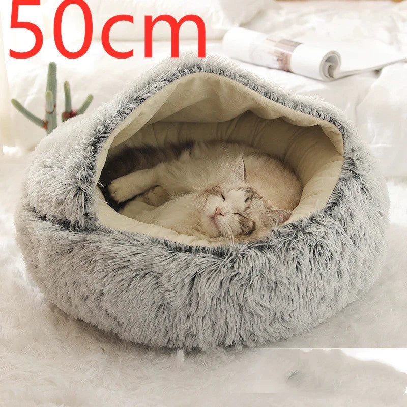 Cama para Perros y Gatos 2 en 1 Cama de Invierno para Mascotas Redonda de Felpa Cálida Suave Cama de Felpa Larga para Mascotas Productos para MascotasEX-STOCK Canada