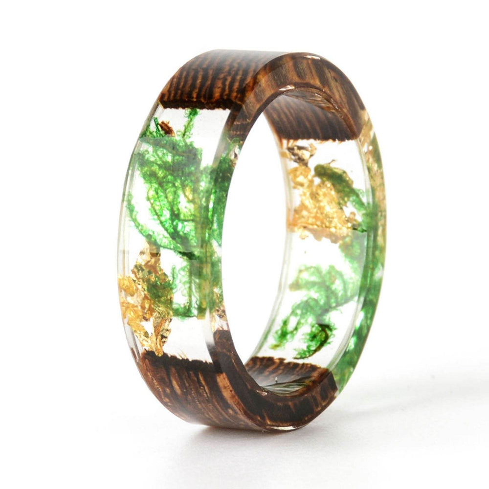 Handmade DIY romantic dry flower Real wood resin ring gold / silver paper inside ring women wedding party ring gifts for the lover - EX-STOCK Canada