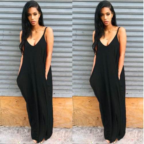 Plus size summer maxi dress beach vacation resort dress with pocket - EX-STOCK Canada